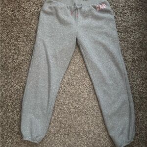GAP Kids Heather Gray Joggers with Pink Logo